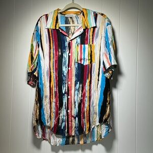 MISSLOOK Short Sleeve Button Down Shirt Men's Size 2XL 100% Rayon Lightweight